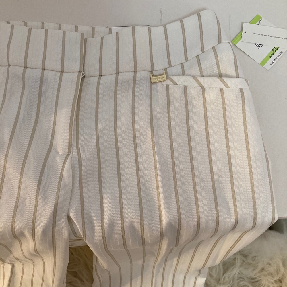 Anne Klein Straight Stripe Flat Front Dress Pants - Picture 3 of 5